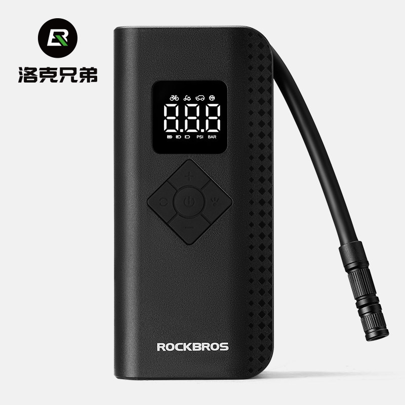洛克兄弟电动打气筒高压无线可携式充气汞自行车摩托迷你汽车充气
