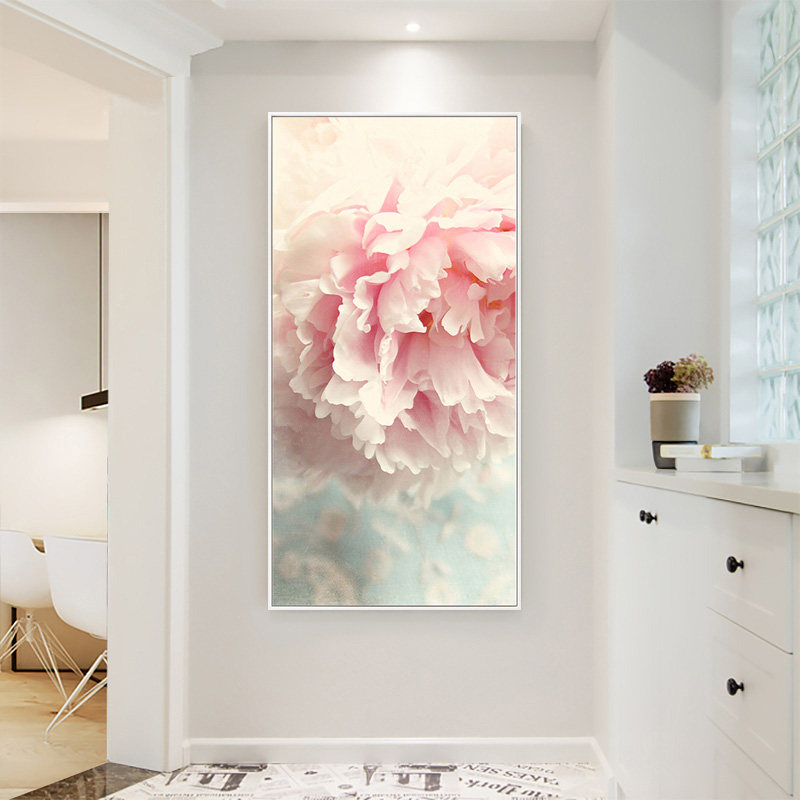 5d钻石画满钻新款客厅清新牡丹花玄关竖版砖石画贴钻十字绣钻石绣