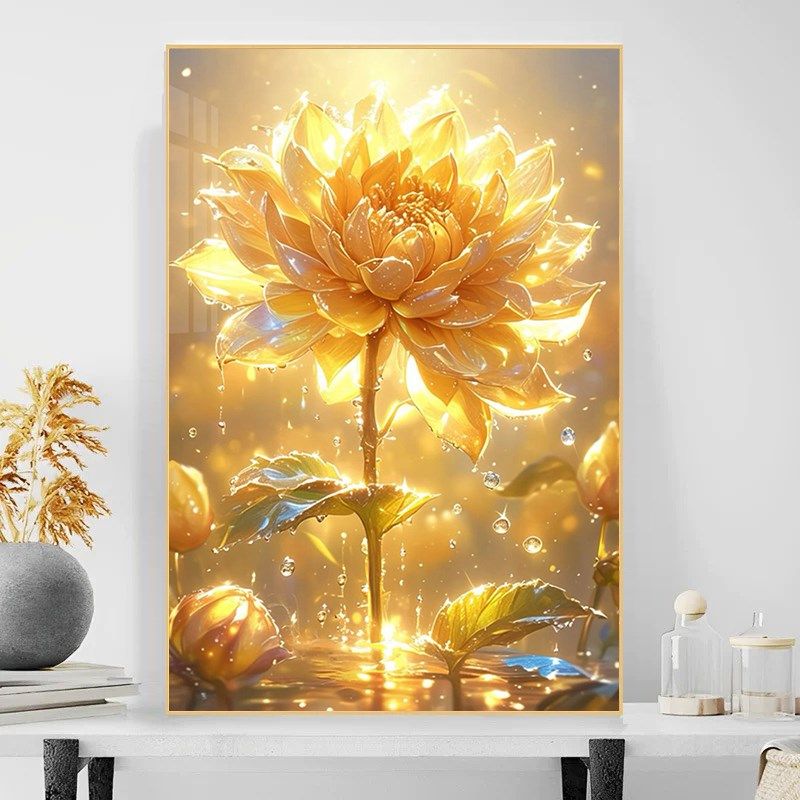 高级感花卉钻石画2025新款莲花5d点贴钻十字绣客厅卧室餐厅满钻