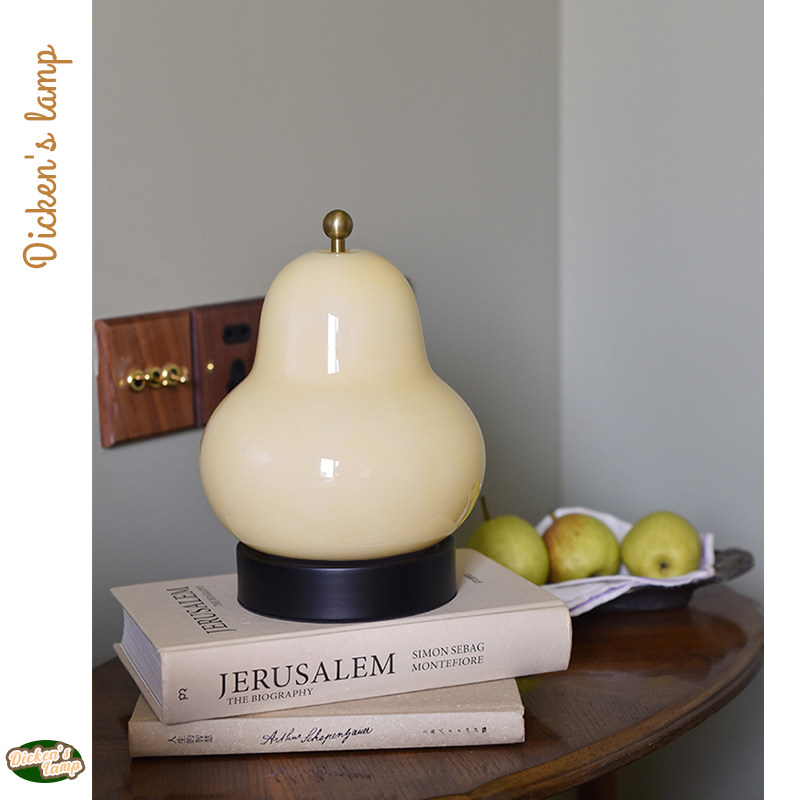 中古法式ins奶油梨子台灯卧室床头书房客厅充电触摸氛围感小夜灯
