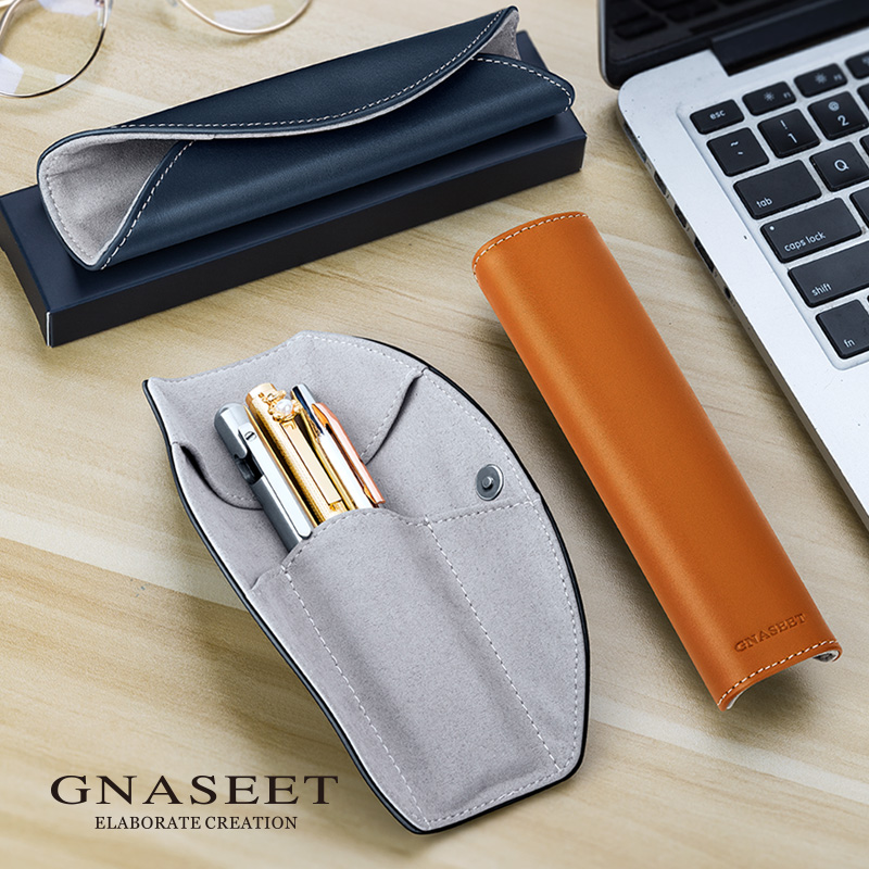 GNASEET真皮小笔袋创意日系文具袋文艺高档男女简约商务钢笔袋
