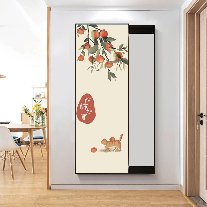 玄关全身镜唯美隐藏式镜子小清新穿衣镜装饰画客厅试衣镜壁挂走廊