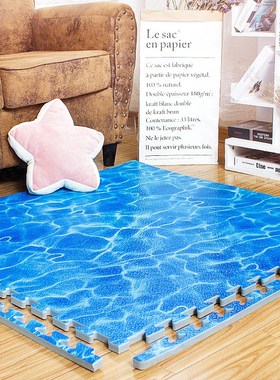 I6CV覆膜蓝色海洋纹泡沫地垫拼接1米x1米100x100跆拳道垫加厚大号