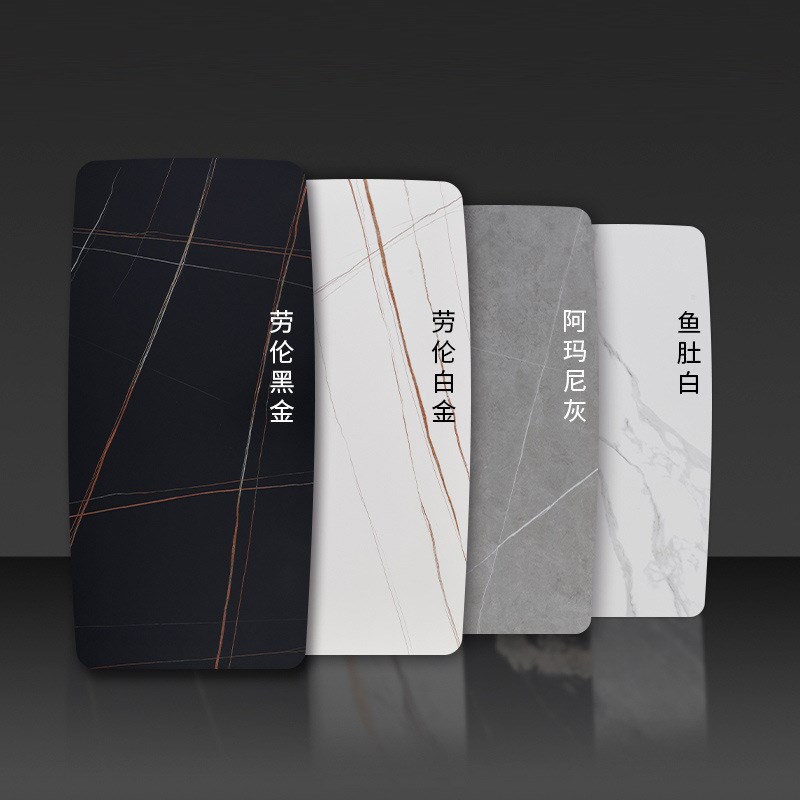 亮光哑光岩板餐桌面茶几定制转盘桌面板石材圆形长方形加工