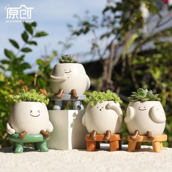 慢悠悠多肉花盆家用小号可爱卡通笑脸个性创意造型精致桌面小花盆,家居饰品,花盆,淘宝优惠券,粉丝福利购,淘宝优惠卷