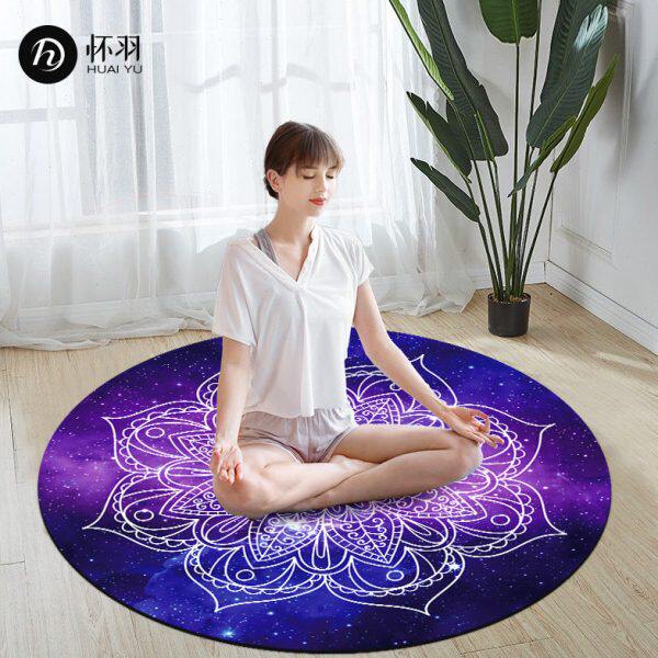 怀羽天然橡胶圆形瑜伽垫家用女生打坐冥想垫子禅修地垫健身舞蹈垫