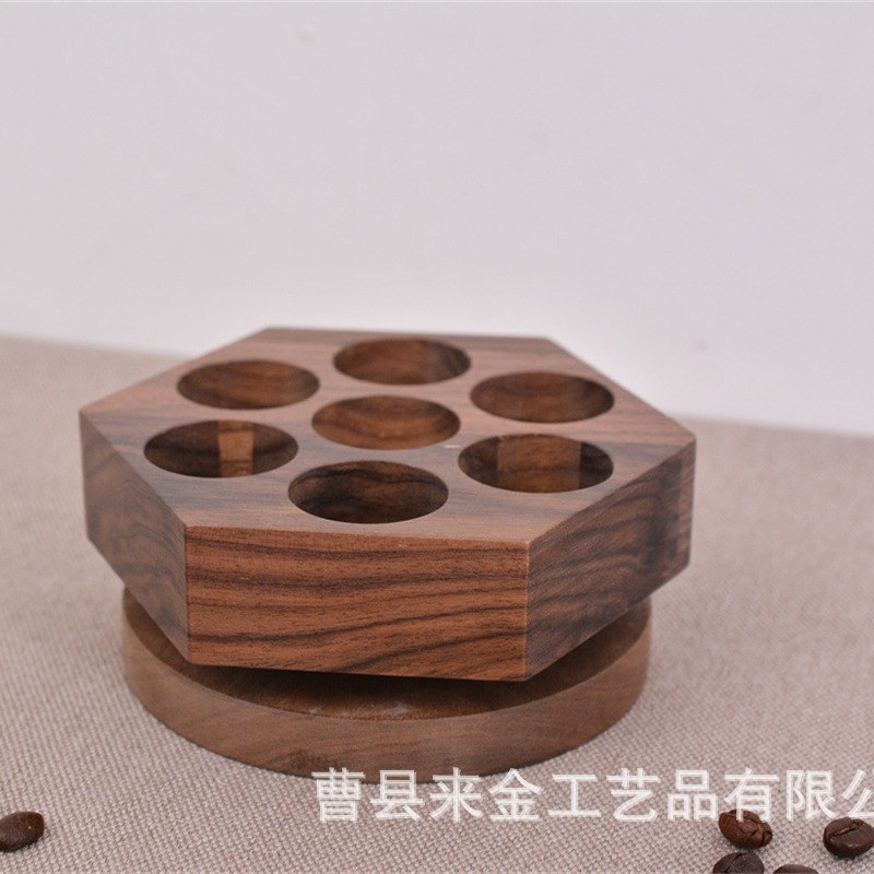 木质咖啡豆分装试管架底座胡桃木单次分装展示架可选转实木底座