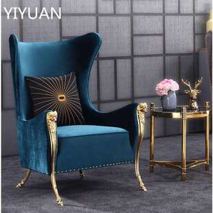 美式老虎椅设计师单人沙发椅老虎凳羊头扶手椅子高背椅休闲椅