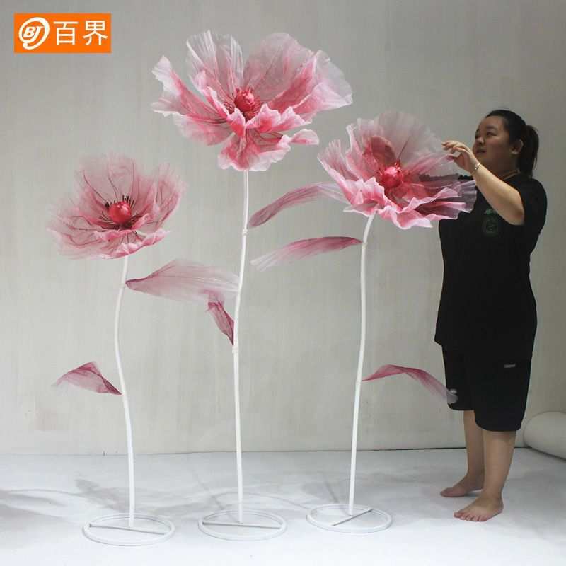 G3V真丝花橱窗美陈摆件纱花t台装饰场景布置婚礼路引商场客厅摄影