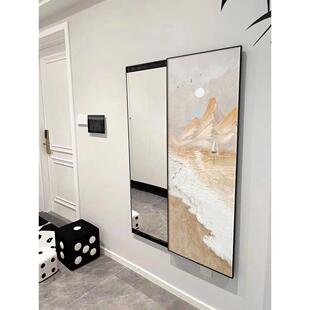 斯堪的纳维亚风格海景入口全身镜推拉装饰画卧室隐形梳妆镜壁画装