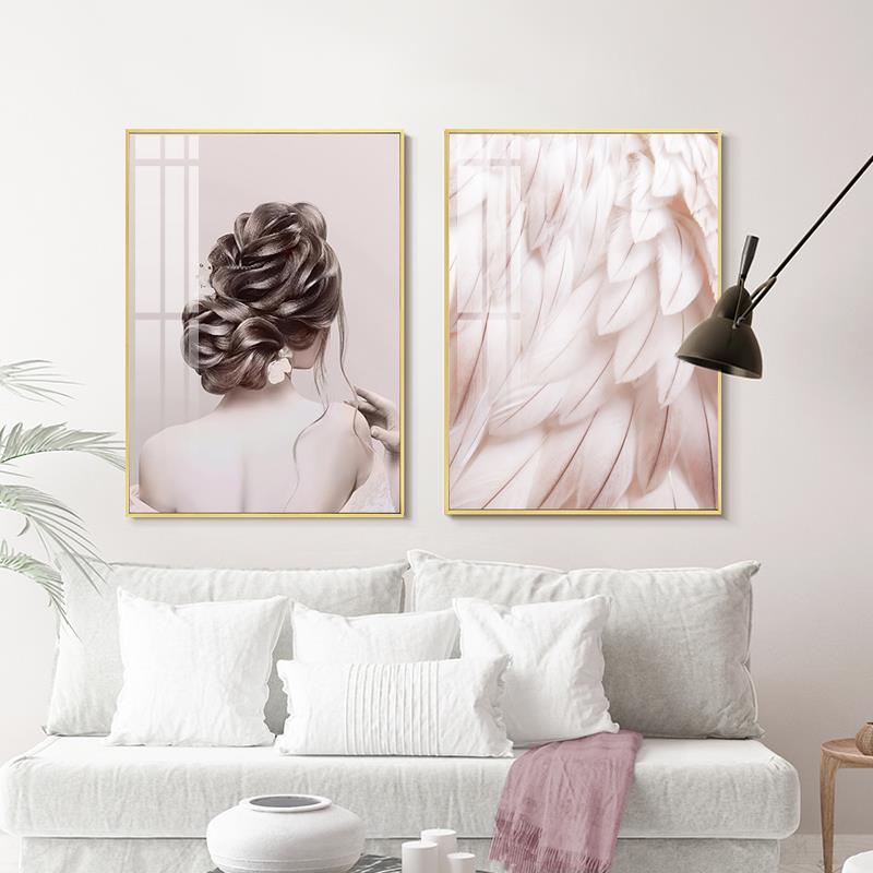 北欧美女人物装饰画ins客厅卧室背景墙画 网红直播间女装店三联画