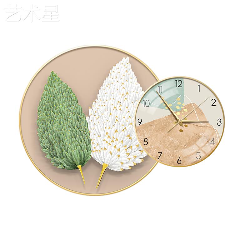 现代轻奢圆画形饭厅装饰画玄走廊LP-22017意挂墙时创钟关组合画画