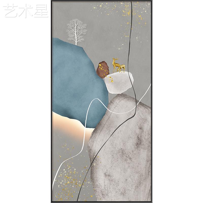 饰现代简约画LP-22017玄关挂轻奢大气竖版新2022款高档入户走廊过