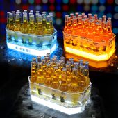 酒吧KTV发光冰桶八边形石头纹冰封24支塑料啤酒饮料鸡尾酒香槟桶