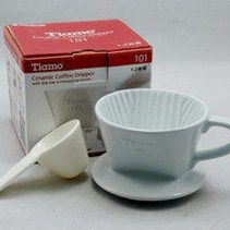 诚意咖啡*Tiamo101陶瓷滤杯冲杯1-2人份白色*送滴水盘量勺HG5046