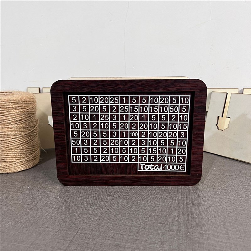 新型存钱罐一e万元划数字储蓄罐2024新款画记号计数零钱存储盒木