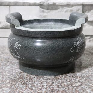 惠安石雕石头圆香炉寺庙祠堂户外供奉祭祀龙凤图案花瓶烛台摆件