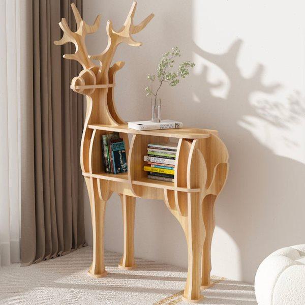 创意北欧艺术木质麋鹿动物造型置物架书架简约客厅学校幼儿园摆件,家居饰品,落地摆件,淘宝优惠券,粉丝福利购,淘宝优惠卷