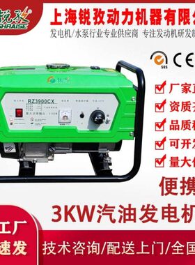 上海锐孜RZ3900CX汽油发电机 相220V 3KW汽油发电一体机 家用