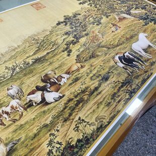 清 郎世宁 百骏图百马图古典重彩十大名画长卷巨幅微喷明清装饰画
