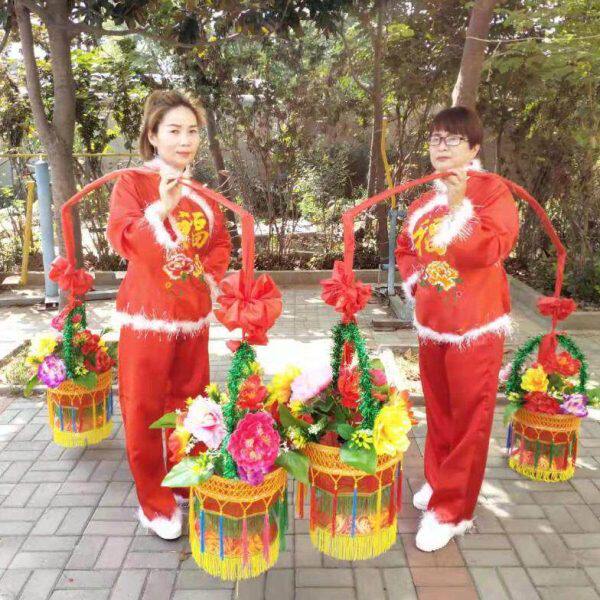 秧歌舞蹈挑花篮花挑锄戏曲戏剧舞台表演花篮婚喜庆花挑舞社火道具