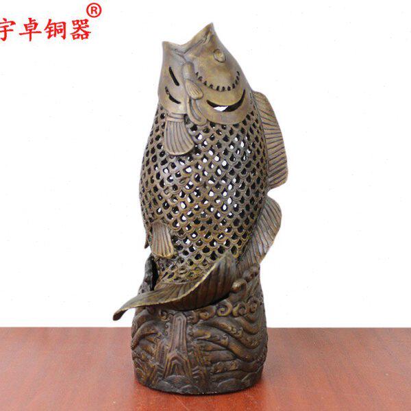 宇卓铜器纯铜香炉黄铜熏香炉鱼香炉镂空香炉家居工艺品摆件