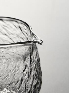 锤纹公鸭蛋公玻璃分茶器杯耐道热耐高温功夫茶具大容量茶RYN海中