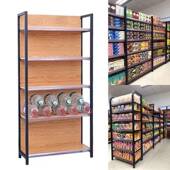 卖市货架展示架便利店零食小部文母婴超具多层四858柱展柜木纹置