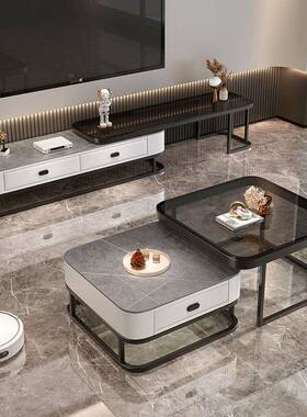 电视UQQ柜柜客组厅家用现代简约小户型落式储物轻地奢茶几电视机