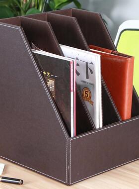 排商桌上三票据文件整理架三排文件栏创意桌面办公皮务文质11794