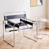 躺椅轻椅西奢中古瓦里子意式 网红椅子马鞍皮不锈钢客厅发741单人