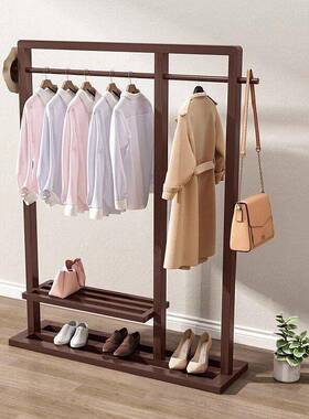 实木衣帽落衣架挂架衣架家用地卧室客厅简约RYN中纳式收架子现代