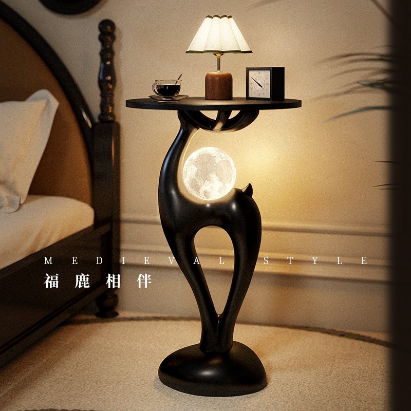 创意中古风落地灯一体卧室u床头柜客厅沙发旁装饰台灯复古氛围灯