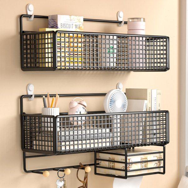壁挂式墙上置物架免打孔床头学生宿舍神器挂篮好物墙面收纳纸巾盒,收纳整理,壁式收纳盒,淘宝优惠券,粉丝福利购,淘宝优惠卷