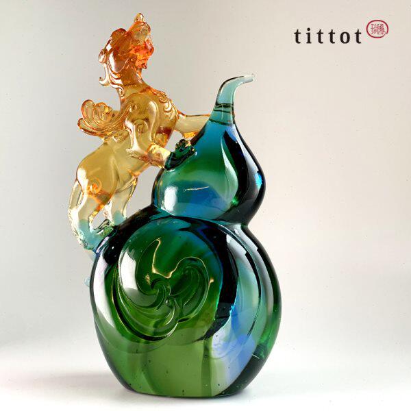 tittot琉园新中式葫芦貔貅琉璃摆件招财 福禄招财 送开业乔迁礼品