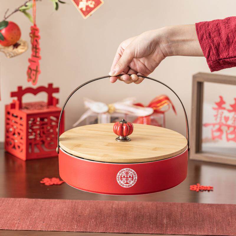 四宫干盒订婚糕点陶提篮桌面装饰果摆台婚庆瓷用品LXM001喜庆婚庆