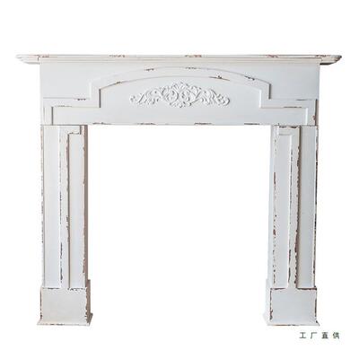 实FKJ6J786木壁炉原雕木色美式花装摄饰摆件法民式拍道具宿橱窗陈