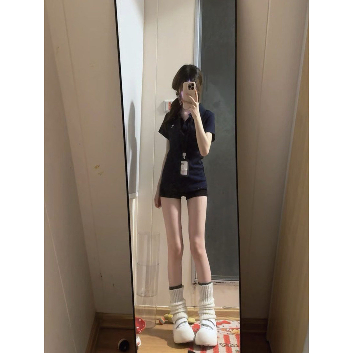 韩系简约polo领正肩短袖t恤女夏图片