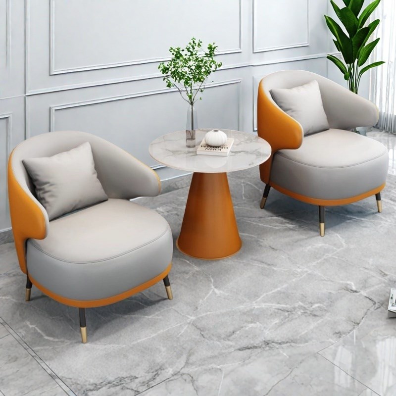 单人小沙发休息区接待酒店房间商务办公室阳台休R闲洽谈茶桌椅组