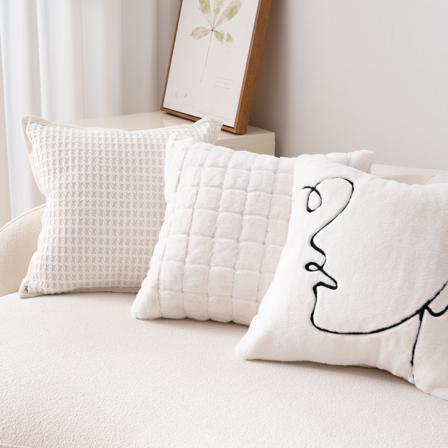 米色奶油色客厅沙发抱枕床头飘A窗靠枕卧室床上靠垫靠背套简约现