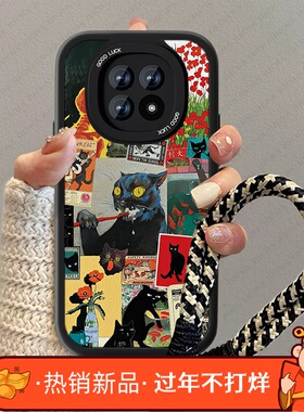 黑色猫咪适用oppoa2pro手机壳新款a11x女小羊皮高级感a11s疯狂男0pp0A1X卡通a2por防摔5g挂绳a2m硅胶小众套