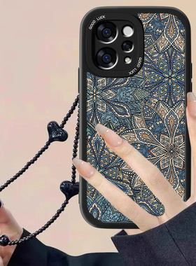 适用蓝色图腾vivoS50手机壳新款小羊皮s50promini全包复古V2528A新品防摔viv0s50艺术pr0男女硅胶保护软套