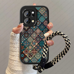 适用彩绘图腾opporeno14手机壳新款 男12手链创意小众套 女小羊皮reno15pro复古网红ran013高级感全包11por