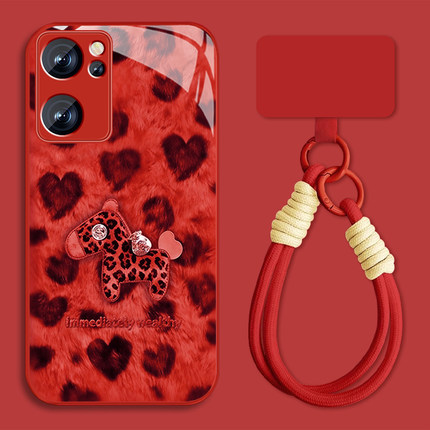 适用豹纹小马opporeno7手机壳女可爱Reno7pro新款新年Rano7se本命年0pp0高颜值por全包防摔pr0挂绳保护套