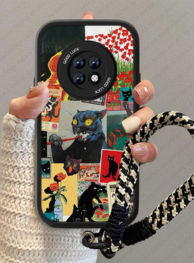 黑色猫咪适用华为畅享20手机壳plus新款畅想20se小羊皮20pro硅胶高级感挂绳男Z卡通20E防摔疯狂小众情侣套