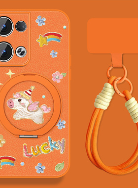 适用吉祥小马opporeno13手机壳女可爱Reno13pro新款新年Rano13挂绳0pp0小羊皮opop全包pr0防摔磁吸保护套