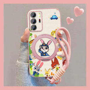 适用动物城朱迪红米note10手机壳女卡通RedmiNote10pro新款可爱+磁吸Note10por小羊皮保护套全包防摔挂绳外壳