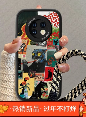 黑色猫咪适用红米note9手机壳疯狂小米redminote9pro男nota8卡通防摔5g红米nota7por新款女小羊皮小众套