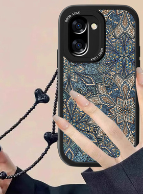 适用蓝色图腾一加ace6t手机壳新款小羊皮1+ACE6全包复古oneplus新品防摔oppoace艺术PLR110男女1十硅胶软套