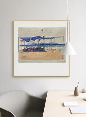 在希腊斯皮罗斯艺术装饰画QB202101厅正方形风挂餐画客景厅沙发卧